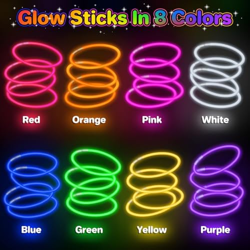 SpringFlower 800Pcs Glow Sticks Bulk Party Supplies, Glow Sticks for Kids Party Favors, Glow in The Dark Party Supplies, Light Up Party Decorations, Halloween, Easter , Wedding, Birthday, - Image 2