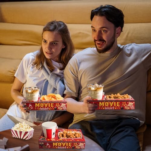 48Pcs Movie Night Paper Snack Trays Movie Night Party Favors Cinema Theme Party Birthday Party Supplies Vintage Movie Night Family Movie Popcorn&Drink&Candy Box - Image 5