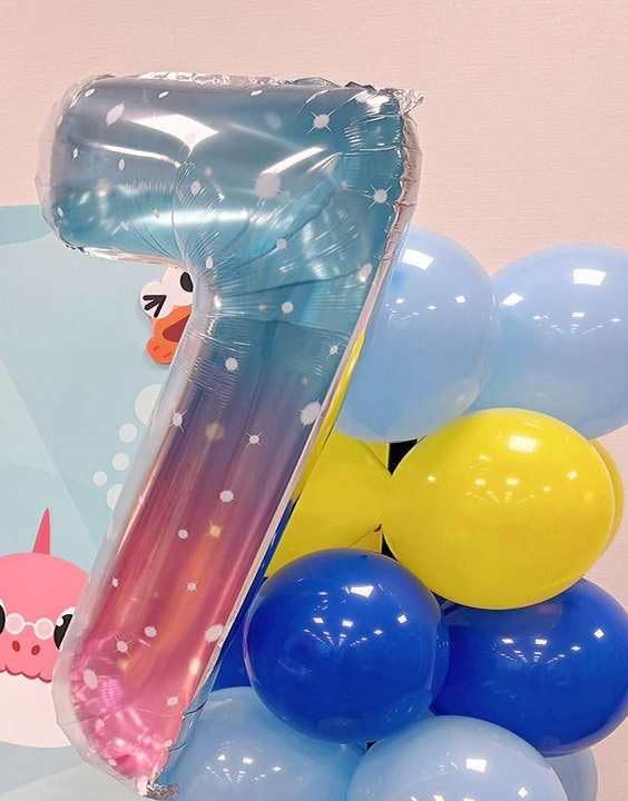 Starry Sky Number 7 Balloon 40 Inch, 7th Birthday Decorations Men Women | Foil - Image 2