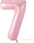 Light Pink 7 Balloon, 40 Inch Large Pastel Pink Foil Helium Number Balloons 0-9 by KYGNE