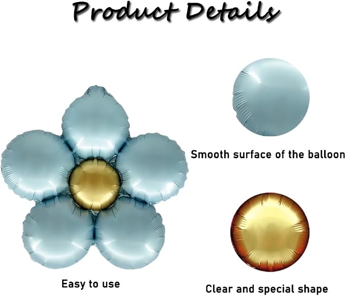 Daisy Balloons Party Decorations Blue Flower Balloons Kit - Image 5