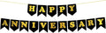 Happy Anniversary Banner Black Banner Wedding Anniversary Happy Birthday Party by Unknown