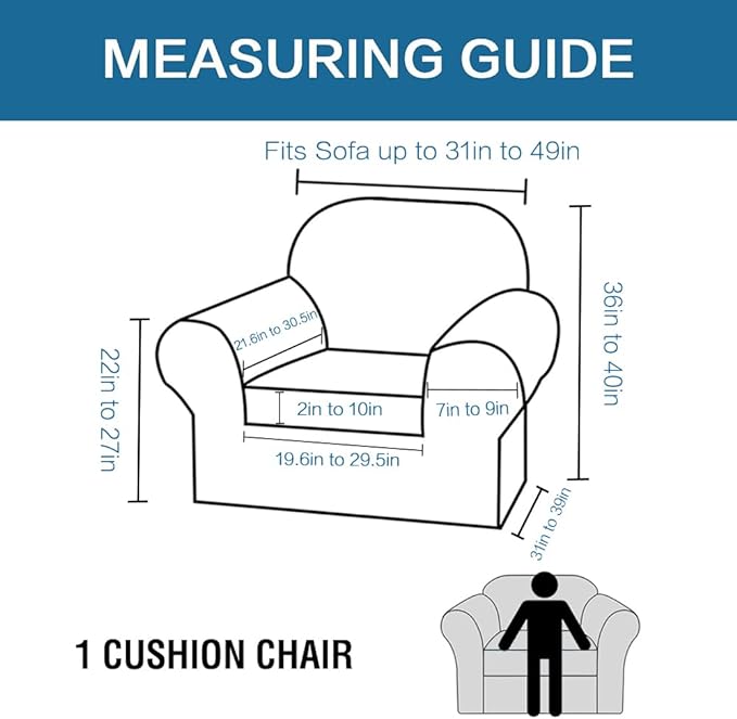 H.VERSAILTEX Rich Stretch 2 Piece Chair Cover Chair Slipcover Sofa Cover - Image 2