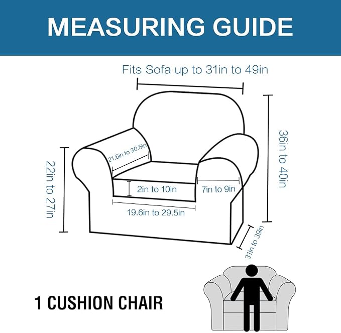 H.VERSAILTEX Rich Polyester Spandex Blend 2 Piece Cover Chair Slipcover Sofa - Image 2