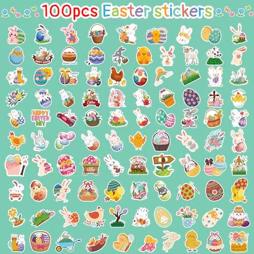     - Easter Egg Stuffers - 100 PCS Easter Stickers for Kids | Egg Bunny Games Crafts Activities Party Favors Basket Stuffers - Kids Gifts for Boys Girls - Image 2