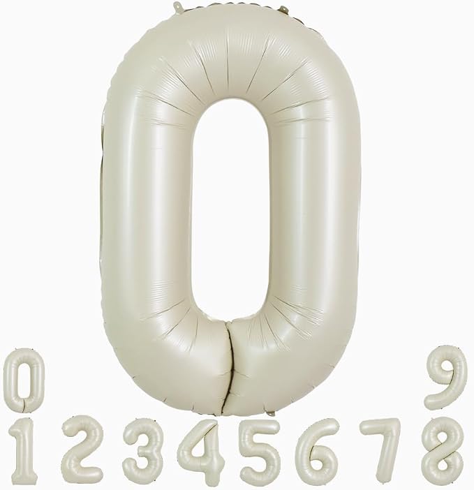 TONIFUL 40 Inch Cream White Large Numbers Balloon 0-9 Birthday Party Decorations by TONIFUL