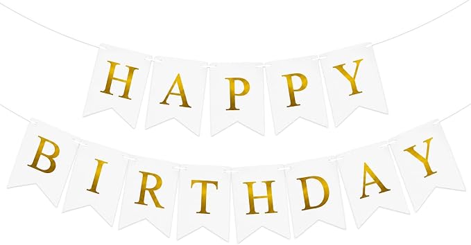 Pre-Strung White Happy Birthday Banner Birthday Party Banner NO DIY | Happy by KINGLAKEGARDEN