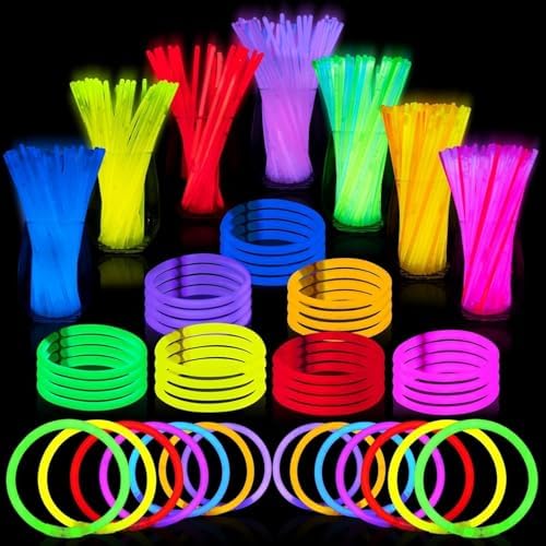 JOYIN 400 Pcs 8" Glow Sticks Bulk Party Pack, Halloween Party Supplies Pack, Bracelets Necklaces, Glow in the Dark Party Favors, Easter, Christmas, Football Party Supplies by JOYIN