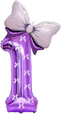 32 Inch Purple Butterfly Ribbon Number 1 And Bow Balloon Foil Film Balloon by Unknown