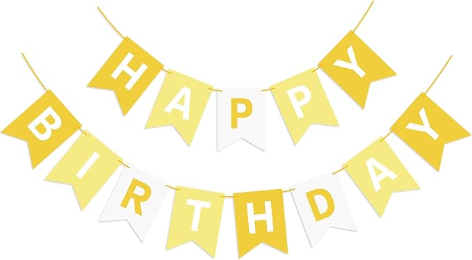 Hooqict Happy Birthday Banner Yellow Birthday Decorations by Hooqict