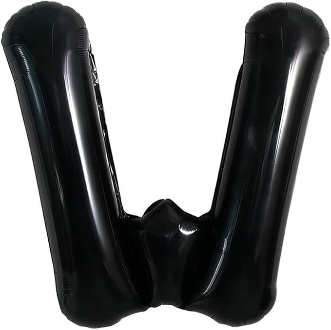 40 Inch Black Letter W Foil Balloon, Large Jumbo Mylar Helium Alphabet Balloon - Image 2