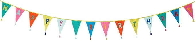 Talking Tables Fabric Rainbow Happy Bunting Banner - 10ft | Triangle Flag - Image 6