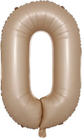 40 inch Caramel Cream Color Number Balloons 0-9 Large Digital Foil Helium Brown by RUIANSI
