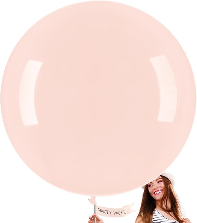 PartyWoo Pale Pink Balloons 4pcs Light Pastel Baby Pink Color | 36 Inch Balloons by PartyWoo