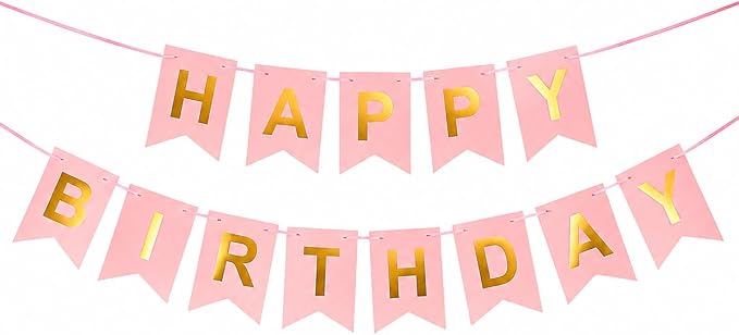 Pink Happy Birthday Banner Sign by Unknown