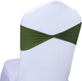 MDS Pack of 50 Spandex Chair Sashes Bows Elastic Stretch Dining Chair Bands Ties Without Slider Buckle Universal fits for Wedding Baby Shower Birthday Party Banquet Event Decoration - Olive Green