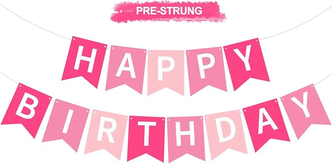 Happy Birthday Banner Pre-Strung Birthday Decorations Birthday Party Backdrop by RICHHHA