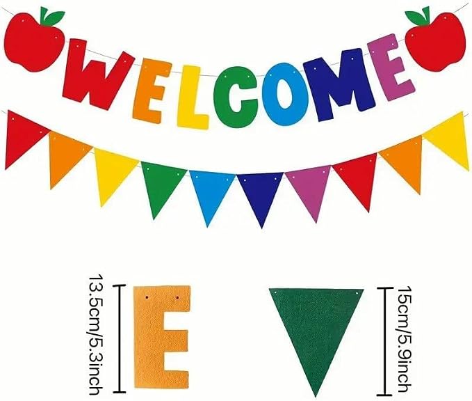 Welcome Banner Colorful Back to School Decorations Felt First Day of School - Image 2