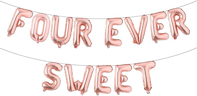 Four Ever Sweet Birthday Decorations, 4 Four Years Old Fourth 4th Girl Boy by RUIANSI