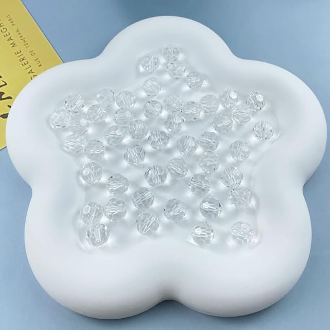 50 PCS 10mm Crystal Glass Beads Round Multiple Faceted Loose Spacer Glass Beads for DIY Handcrafte Bracelet Necklace Earring Jewelry Making(Transparent)