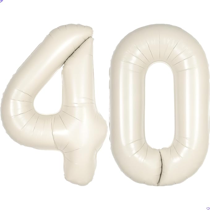 Cream White Number 40 Balloon for First Birthday Decorations, 40 inch Huge by Unknown