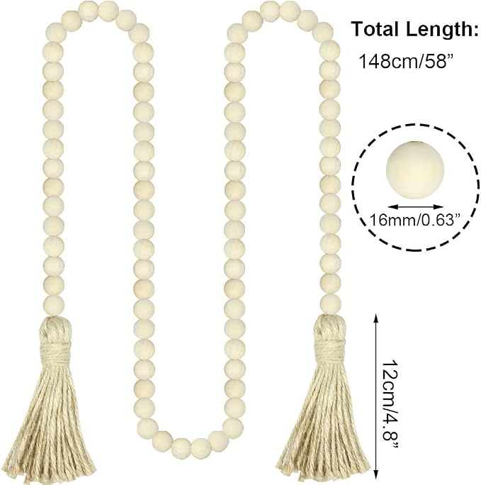 Sivya 58in Farmhouse Beads Wood Bead Garland - Image 3