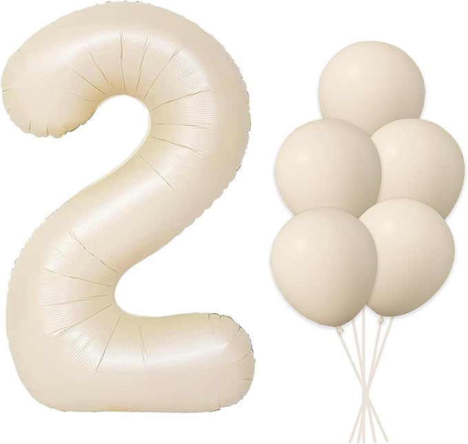 40 Inch Beige Large Number 2 Foil Balloon Set | by Home