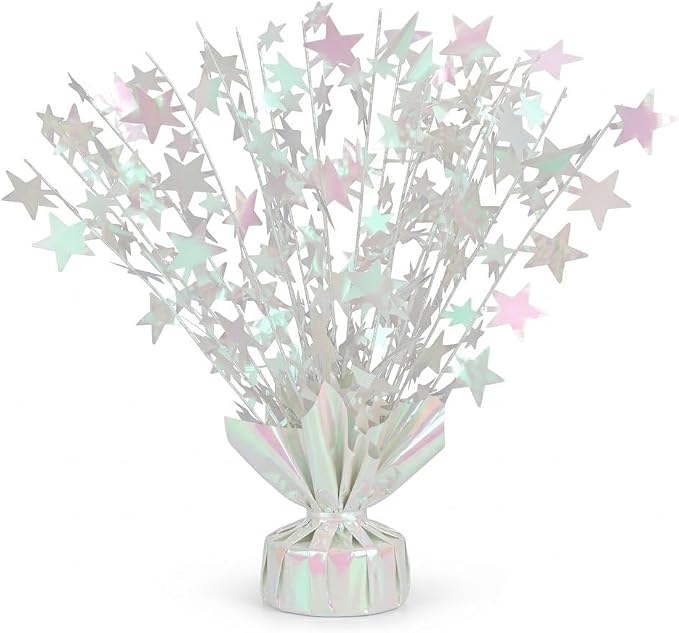 PMU 12 Pack Bursting Star Metallic Foil Spray Centerpiece- Opal Iridescent by PMU