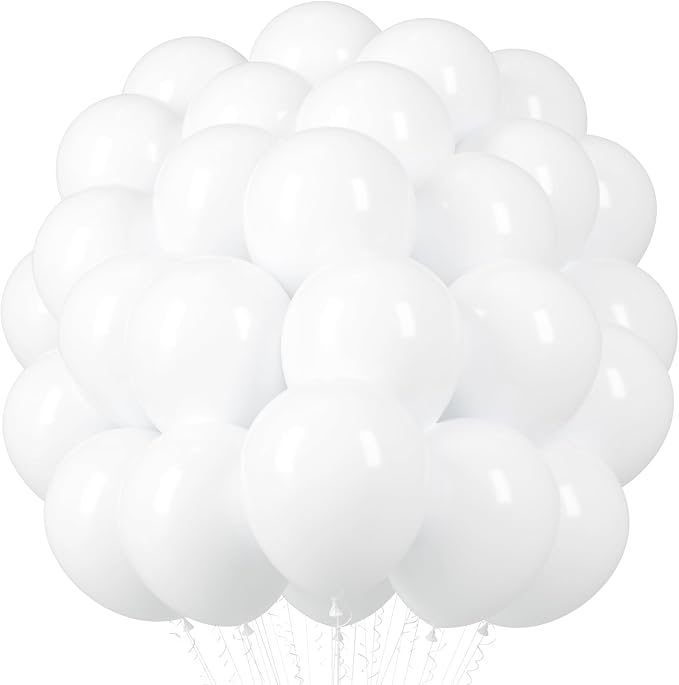 Voircoloria 66pcs White Latex Party Balloons, 12inch | by Voircoloria