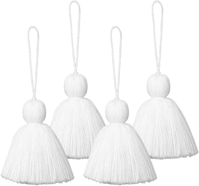 Big Size 4 PCS Tassels for Crafts, Handmade Hanging for Pillow Decor, Blanket by NINGYOHI