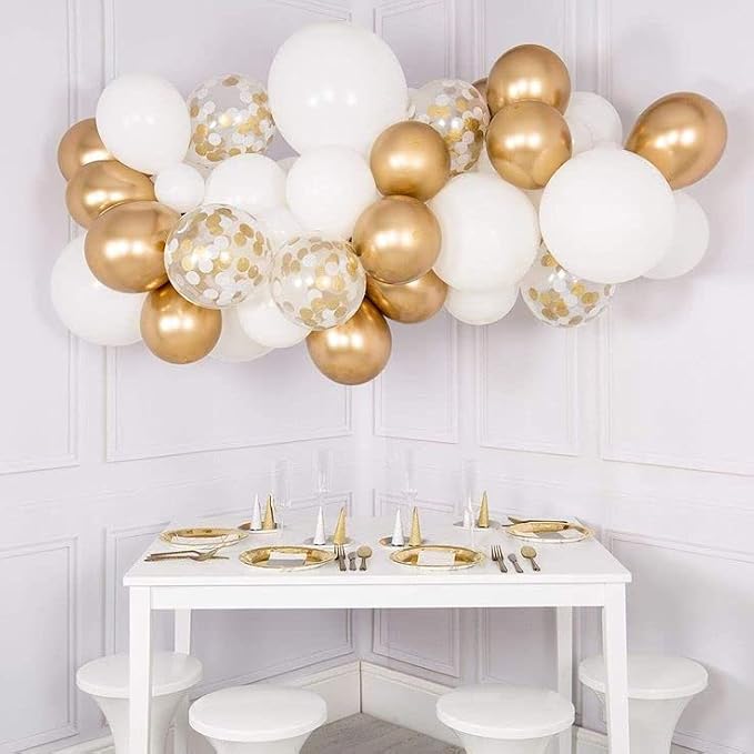 PATYDECRO White and Gold Balloons 50pcs 12 Inch | - Image 7