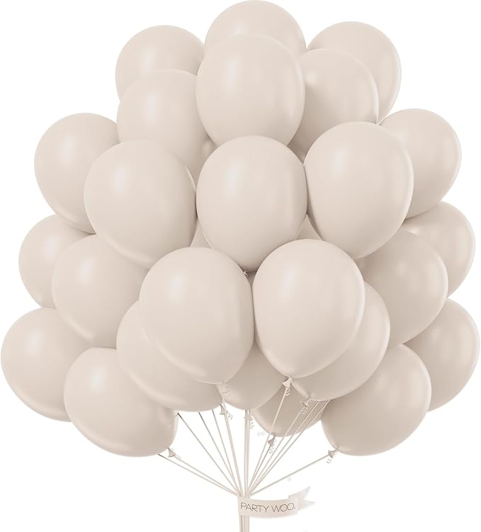PartyWoo White Balloons 50pcs Sand White Beige Cream Ivory Boho Neutral | 12 by PartyWoo