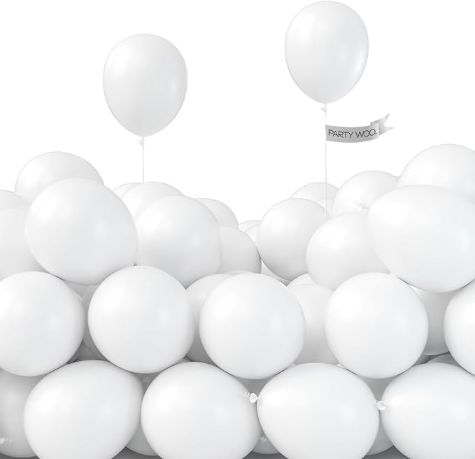 PartyWoo White Balloons 50pcs Small Mini Latex Matte Balloons 5 Inch | Wedding by PartyWoo