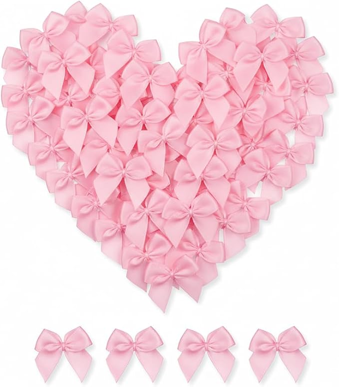 100 Mini Satin Ribbon Bows, Small Bows by GAJILON