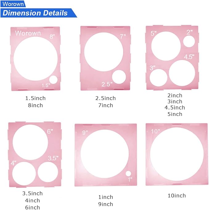 Worown 14 Holes Collapsible Pink Plastic Balloon Sizer Box, 1-10 Inch Balloons - Image 2