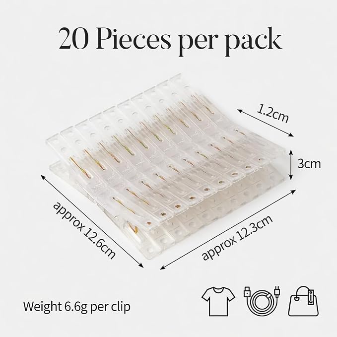 20 Pack Clear Square Plastic Clips - Image 4