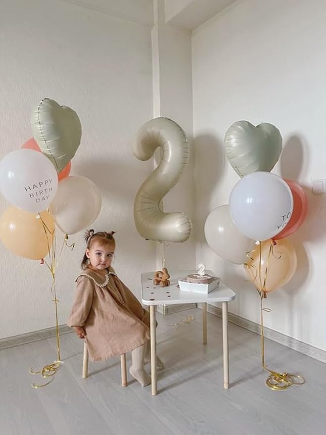 2 Balloon Numbers 40Inch Two Balloons Cream Party Decorations - Image 5