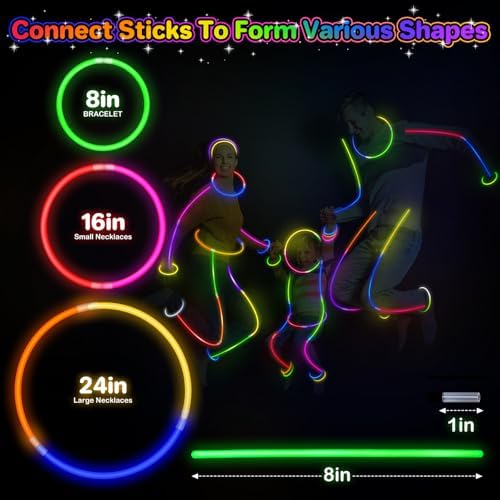 SpringFlower 200Pcs Ultra Bright Glow Sticks, Glow Sticks Bracelets For Kids Party Favors, Glow in The Dark Party Supplies, Glow Decorations, Neon Party Favors Glow Party, Wedding, Birthday - Image 3