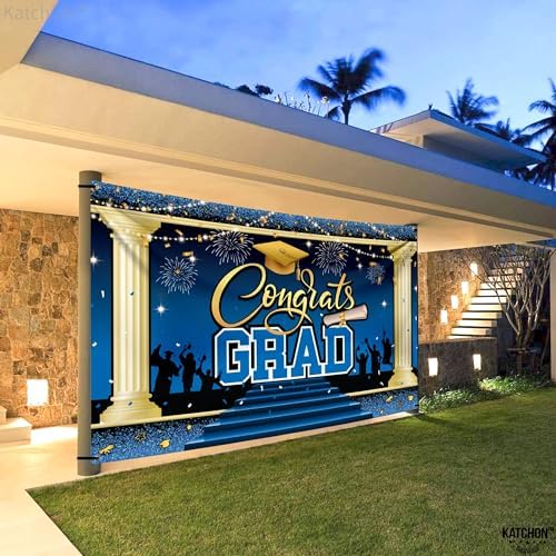KatchOn Blue Congrats Grad Banner 72x44 Inch | 2026 Graduation Backdrop - Image 2