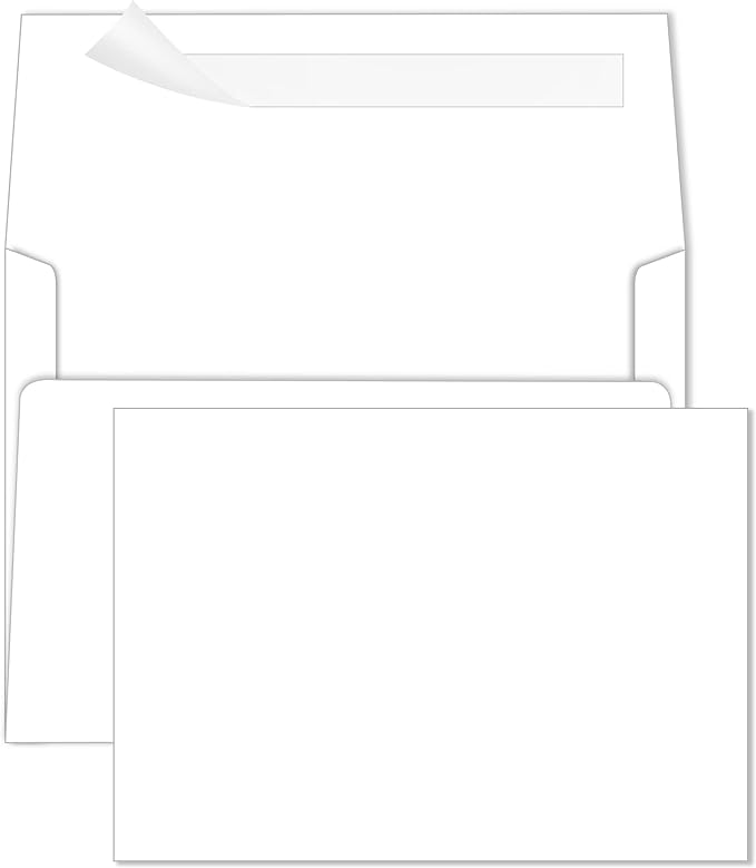 Goefun Blank Note Cards (Not Folded) and Envelopes 5 x 7 Flat Cardstock and A7 Envelopes Self Seal 100 Pack for Wedding, Invitations, DIY Postcards, Thank You Cards & All Occasion