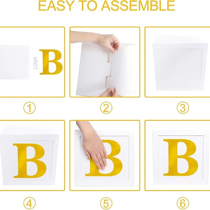 Baby Shower Balloon Boxes – 4 White Photo Prop Blocks - Image 8
