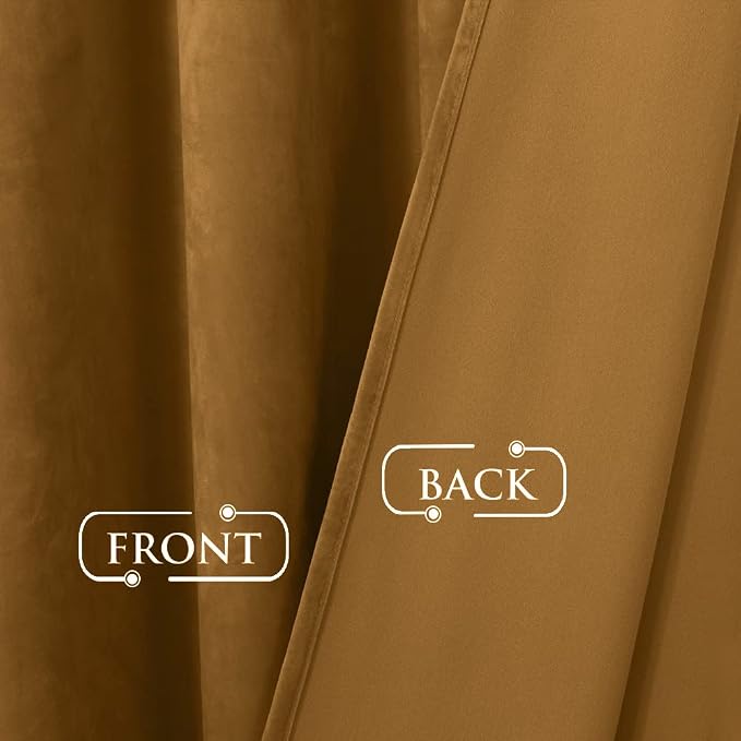 Gold Brown Blackout Velvet Curtains 84 inches Fall Decor | Extra Wide Super - Image 7