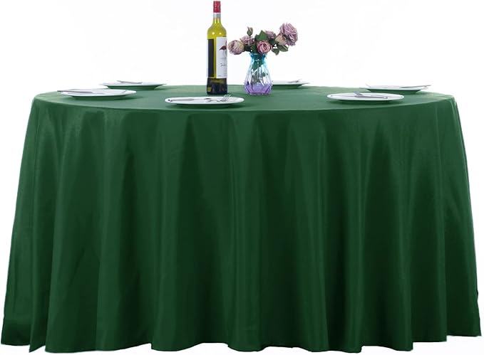 Ascoza 2pack 120 Inch Hunter Round Tablecloth in Washable Polyester Fabric for Wedding/Banquet/Restaurant/Parties