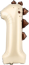 Dinosaur Number 1 Balloon, 30 Inch Beige Birthday Party Decorations by AXBMM