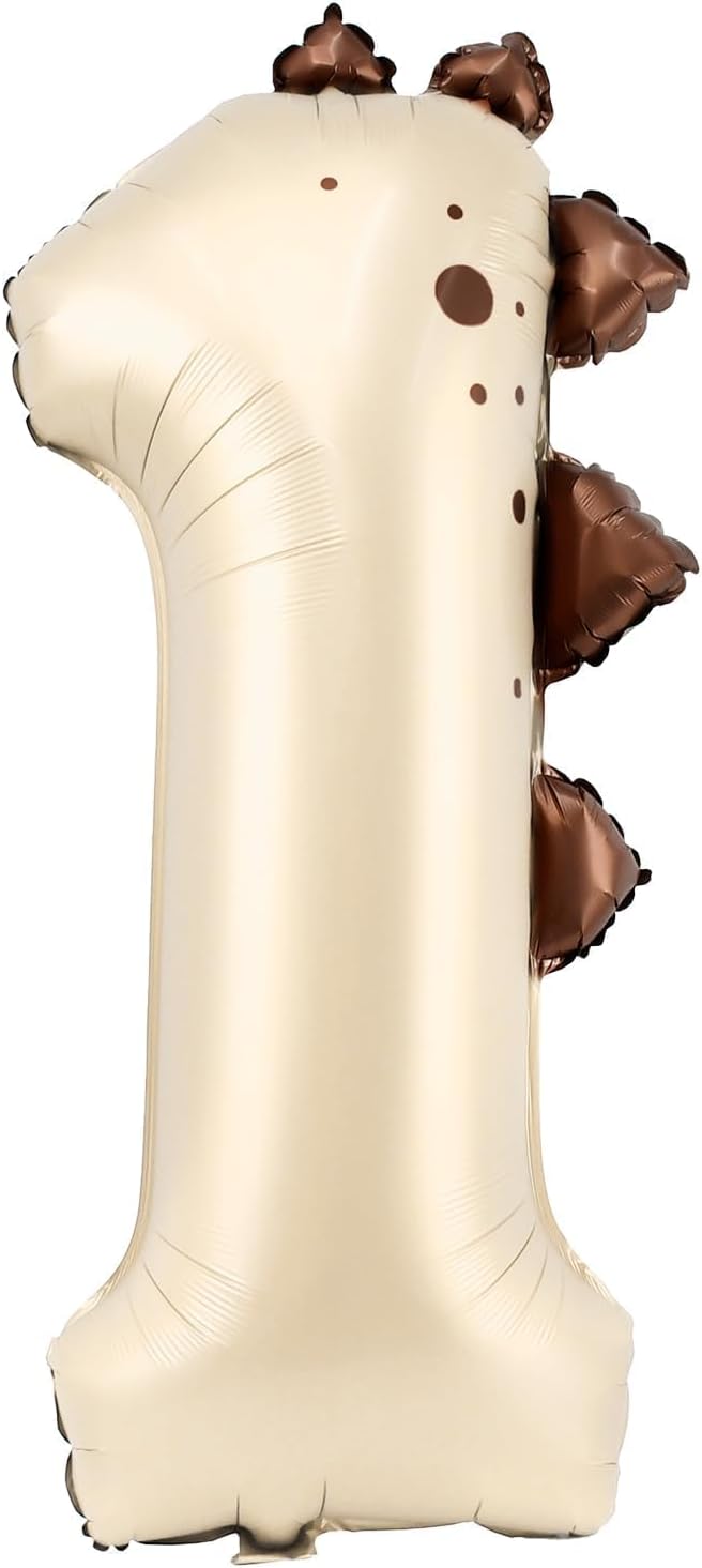 Dinosaur Number 1 Balloon, 30 Inch Beige Birthday Party Decorations by AXBMM