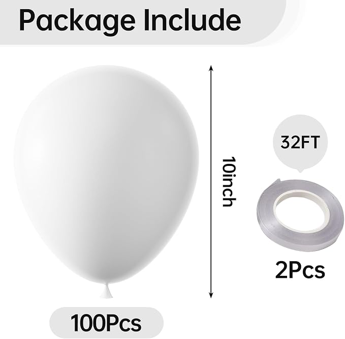 10 Inch White Balloons - Image 2
