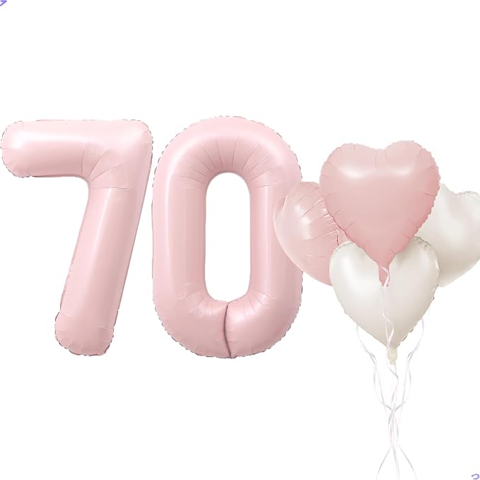 Pink 70 Balloon Number Pastel Pink 70th Birthday Party Decorations by Unknown