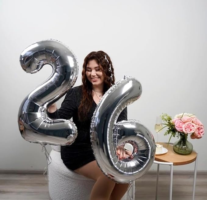 12 Balloon - Silver Birthday Number Balloons, 40 Inch Decorations Men Women | - Image 7