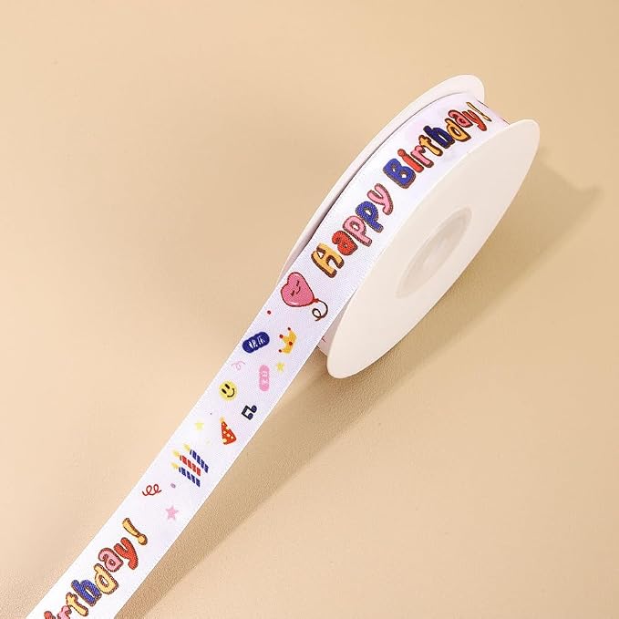24 Yard Happy Birthday Ribbon Gift Wrapping Crafts Party Decoration Colorful - Image 3