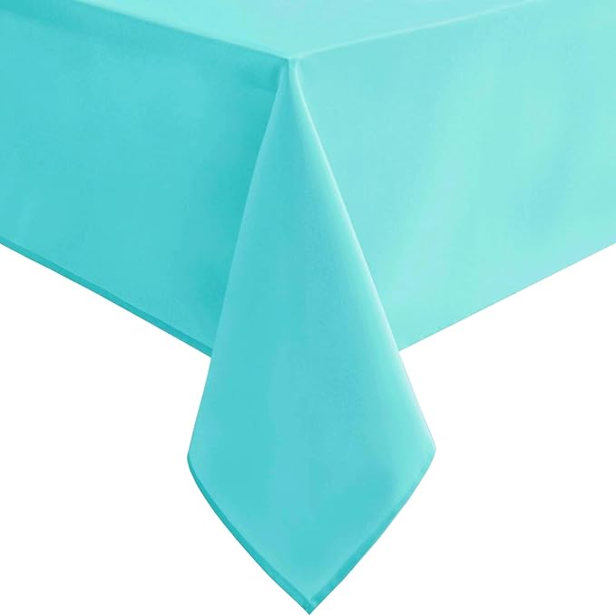 Hiasan Solid Square Tablecloth - Waterproof and Spillproof Washable Polyester Fabric Table Cloth for Kitchen and Dining Room, Aqua, 54 x 54 Inch